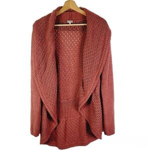 Kismet Dusty Rose Open Front Knit Sweater